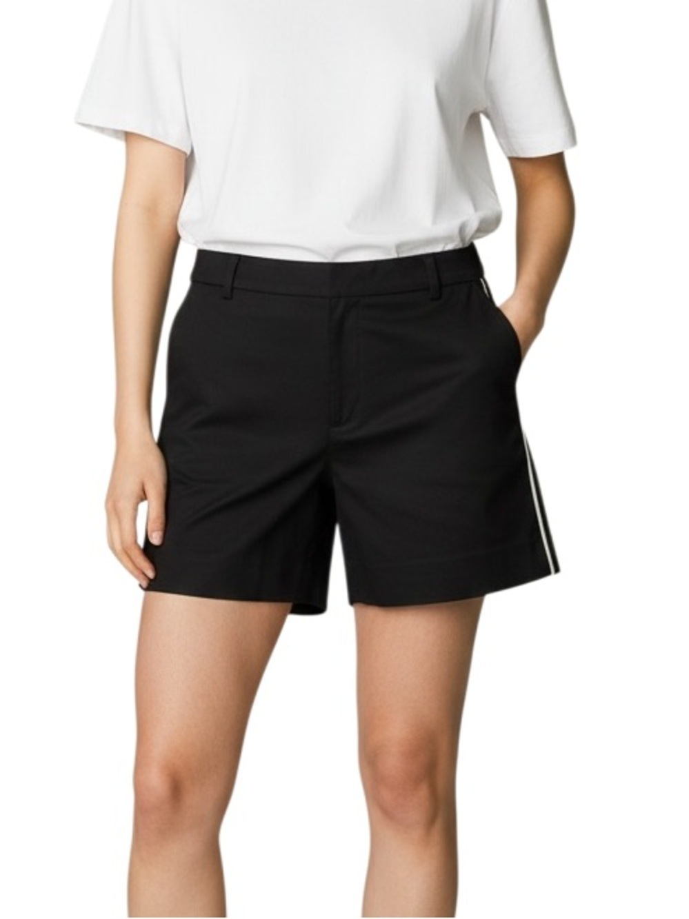 White House Black Market Black Tailored Side-Stripe Shorts Black